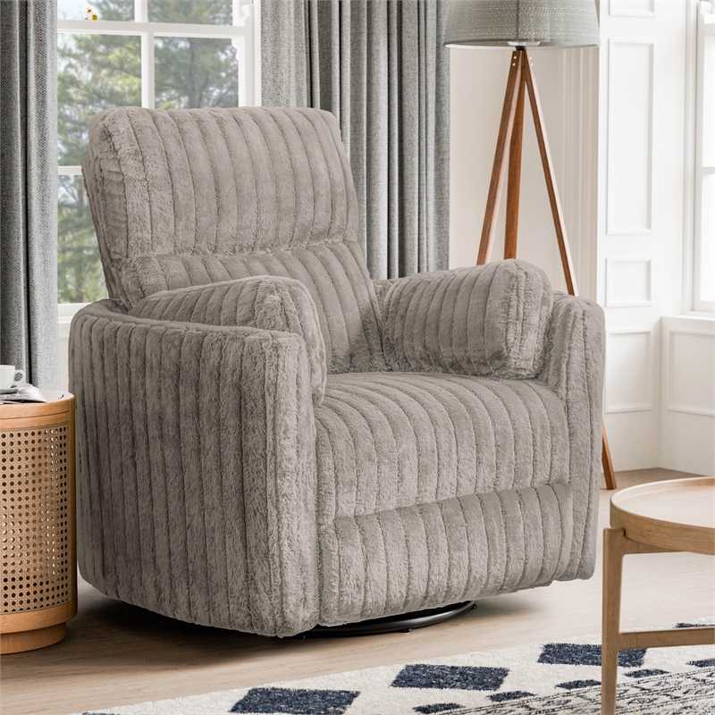 Furniture of America Viridor Fabric Power Recliner Glider Swivel Taupe Recliner