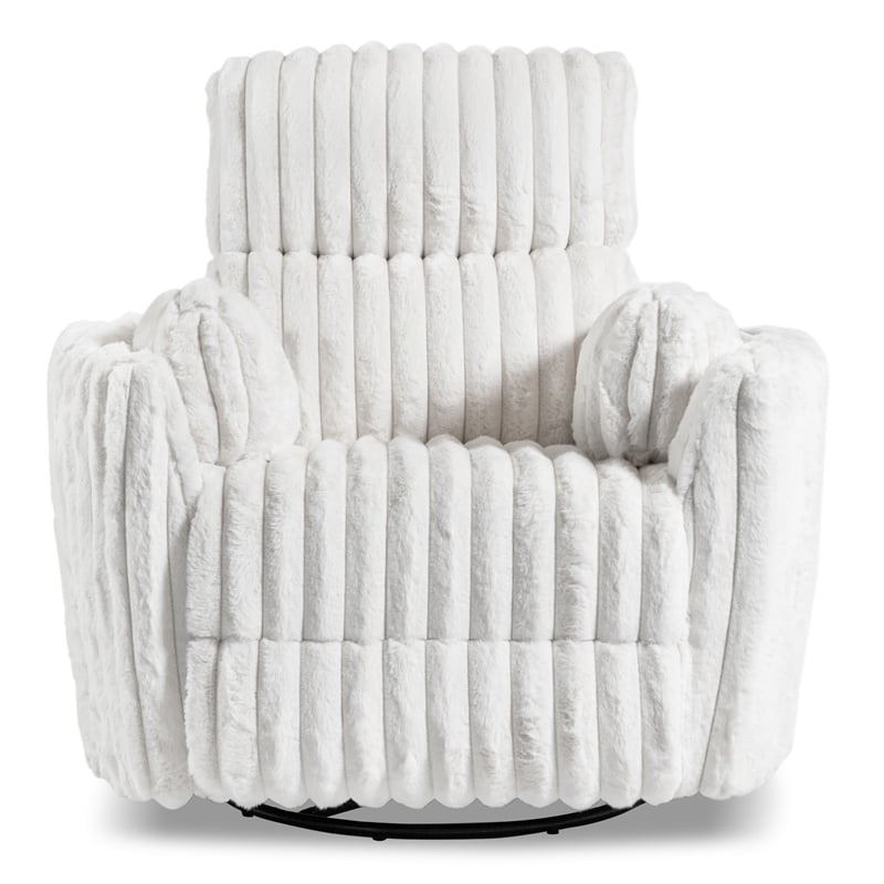 Furniture of America Viridor Fabric Power Recliner Glider Swivel White Recliner