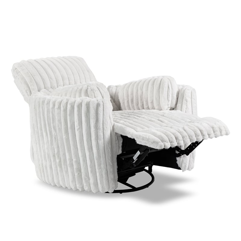 Furniture of America Viridor Fabric Power Recliner Glider Swivel White Recliner