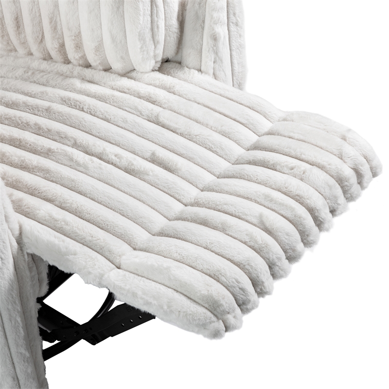 Furniture of America Viridor Fabric Power Recliner Glider Swivel White Recliner