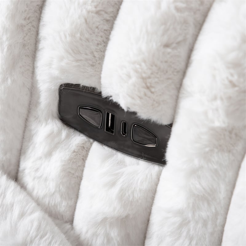 Furniture of America Viridor Fabric Power Recliner Glider Swivel White Recliner