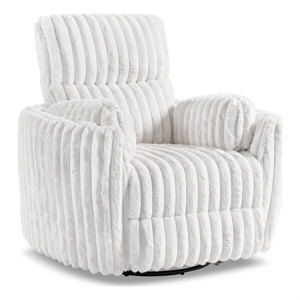 Furniture of America Viridor Fabric Power Recliner Glider Swivel White Recliner