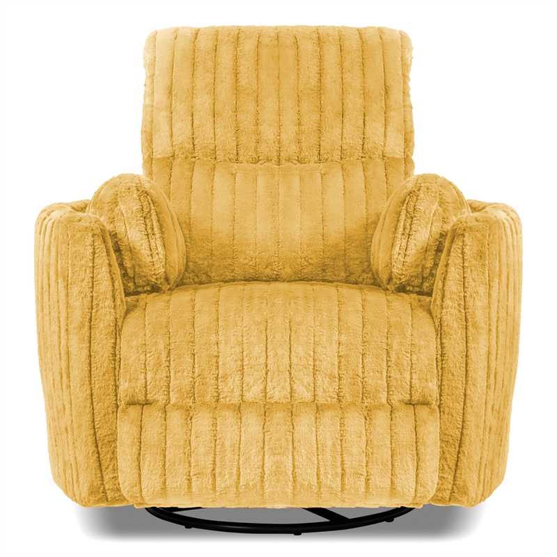Furniture of America Viridor Fabric Power Recliner Glider Swivel Yellow Recliner