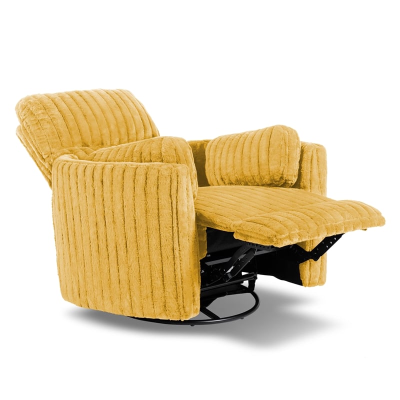 Furniture of America Viridor Fabric Power Recliner Glider Swivel Yellow Recliner