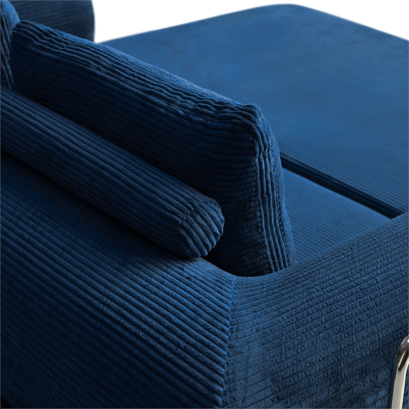 Furniture of America Rowan Modular Foam Corduroy Chenille Sofa in Blue