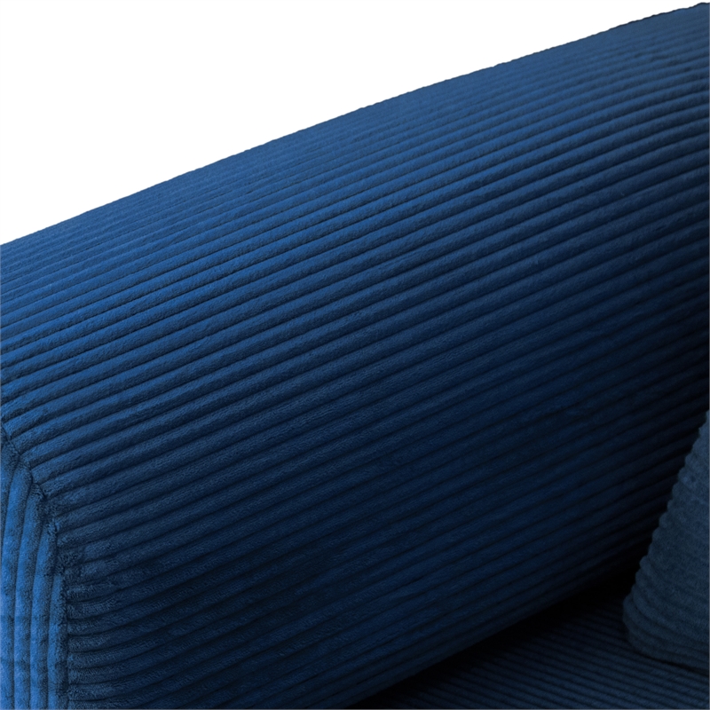 Furniture of America Rowan Modular Foam Corduroy Chenille Sofa in Blue