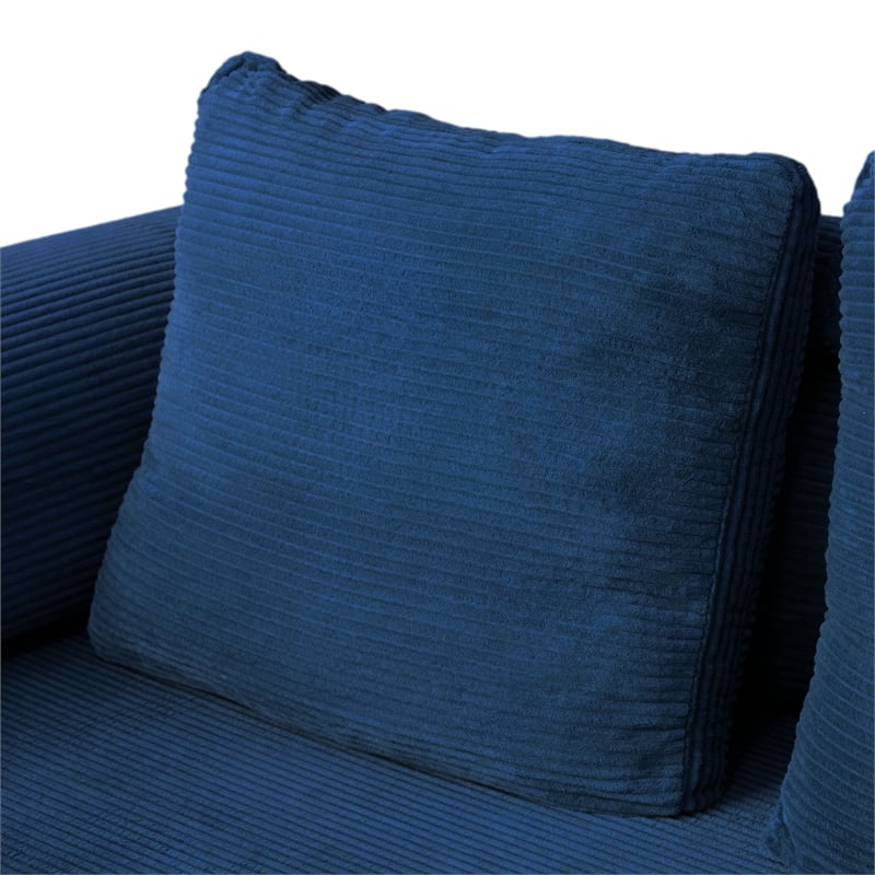 Furniture of America Rowan Modular Foam Corduroy Chenille Sofa in Blue