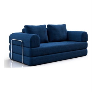 Furniture of America Rowan Modular Foam Corduroy Chenille Sofa in Blue