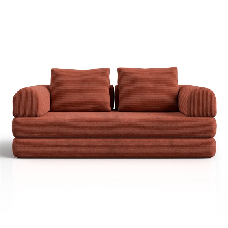 Furniture of America Rowan Modular Foam Corduroy Chenille Sofa in Brown