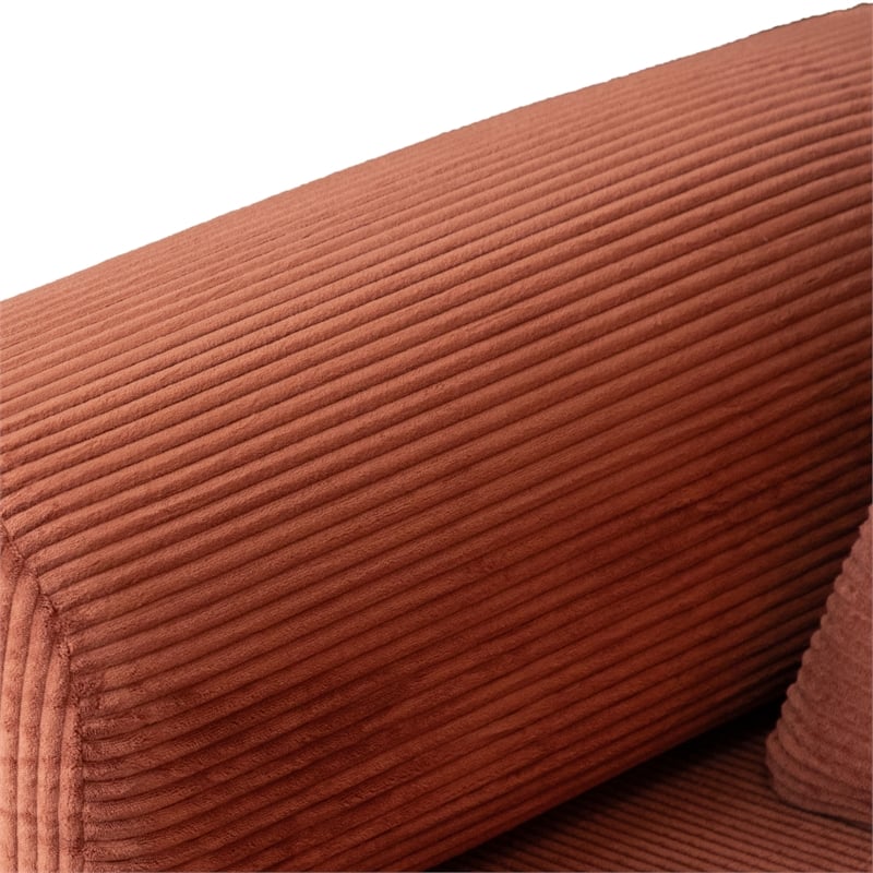 Furniture of America Rowan Modular Foam Corduroy Chenille Sofa in Brown