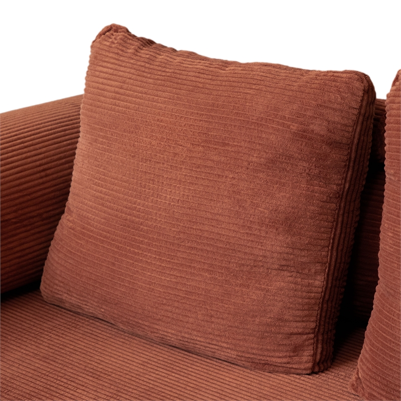 Furniture of America Rowan Modular Foam Corduroy Chenille Sofa in Brown