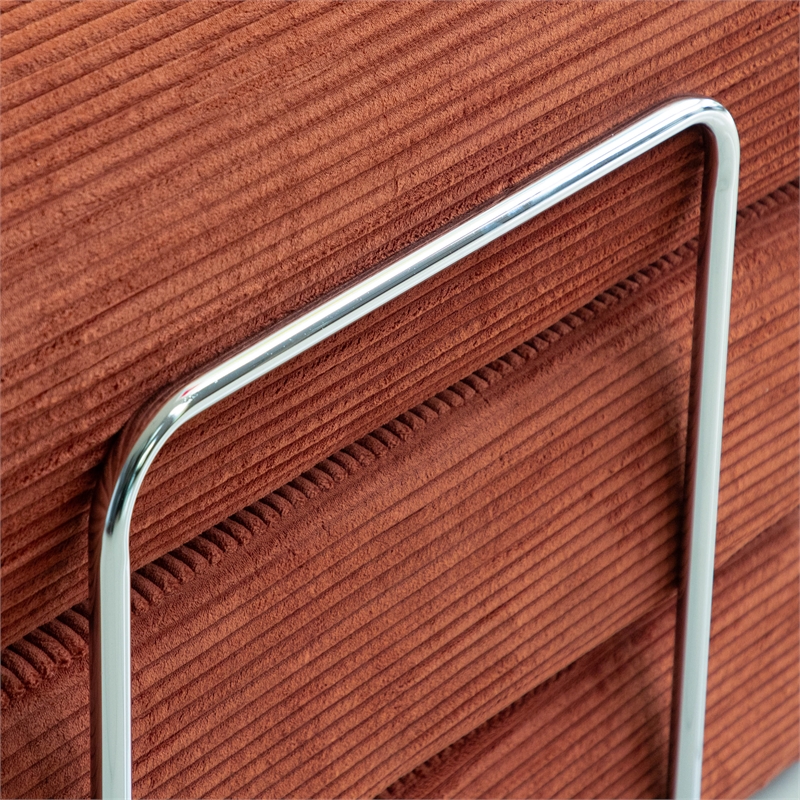 Furniture of America Rowan Modular Foam Corduroy Chenille Sofa in Brown