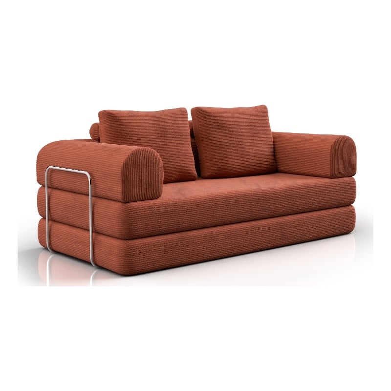Furniture of America Rowan Modular Foam Corduroy Chenille Sofa in Brown