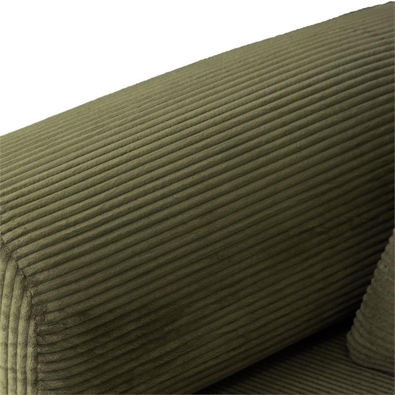 Furniture of America Rowan Modular Foam Corduroy Chenille Sofa in Green