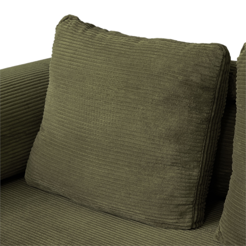 Furniture of America Rowan Modular Foam Corduroy Chenille Sofa in Green