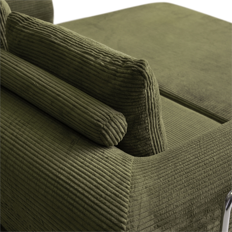 Furniture of America Rowan Modular Foam Corduroy Chenille Sofa in Green