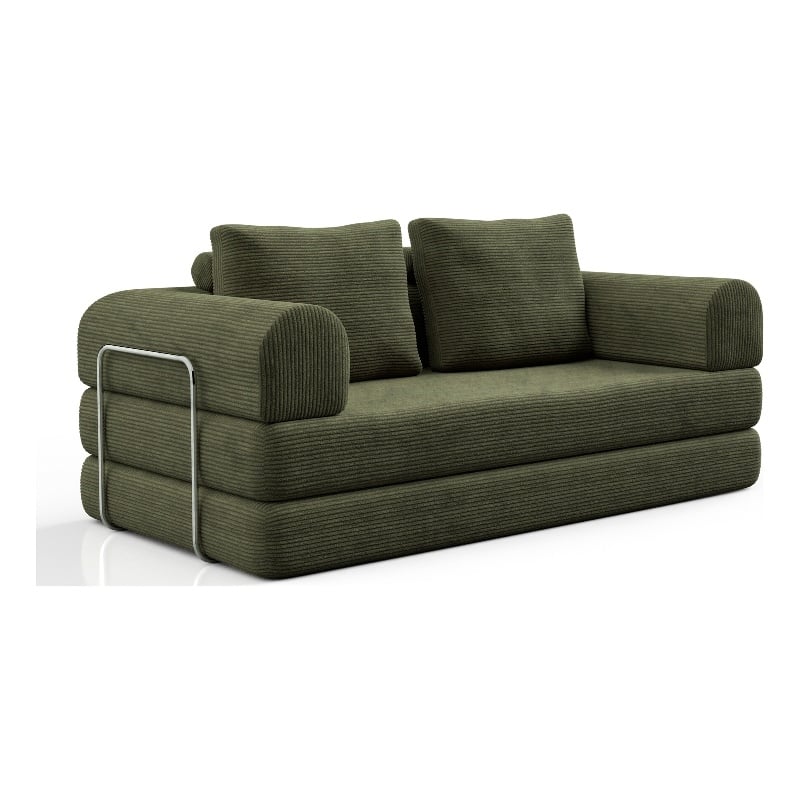 Furniture of America Rowan Modular Foam Corduroy Chenille Sofa in Green
