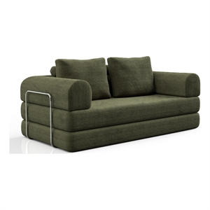 Furniture of America Rowan Modular Foam Corduroy Chenille Sofa in Green