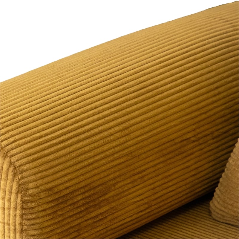 Furniture of America Rowan Modular Foam Corduroy Chenille Sofa in Yellow