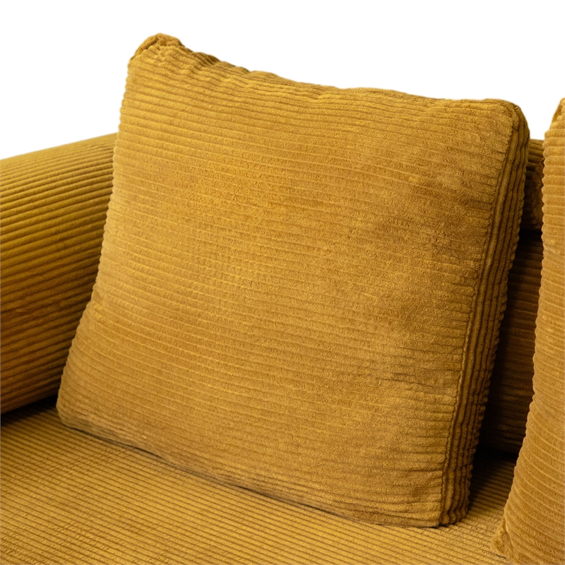 Furniture of America Rowan Modular Foam Corduroy Chenille Sofa in Yellow