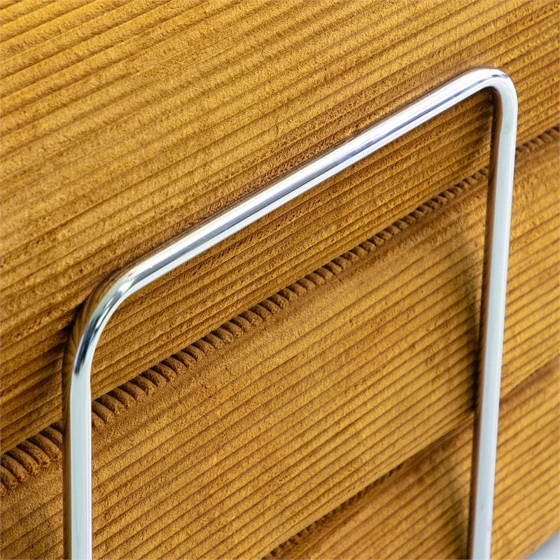 Furniture of America Rowan Modular Foam Corduroy Chenille Sofa in Yellow