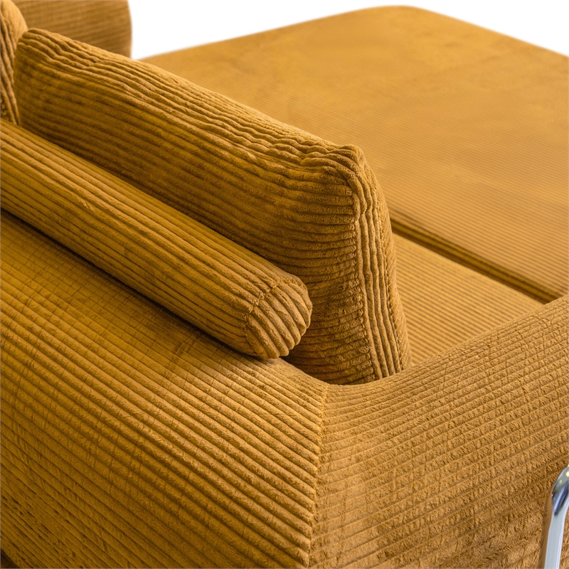 Furniture of America Rowan Modular Foam Corduroy Chenille Sofa in Yellow