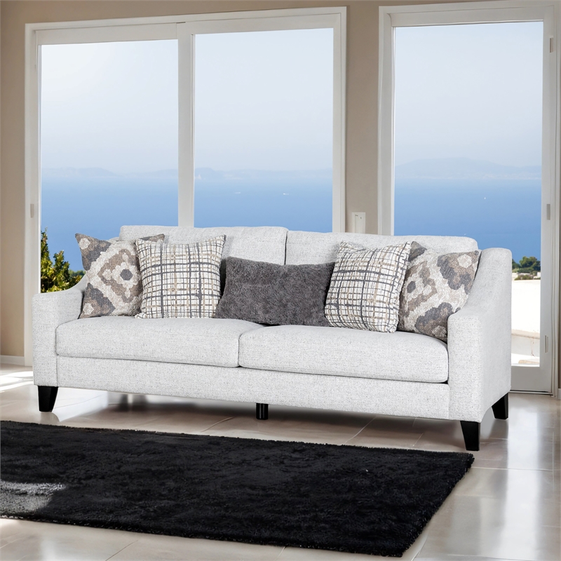 Furniture of America Synter Fabric Sloped Track Arms Sofa in White