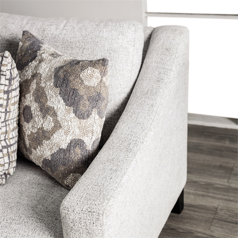 Furniture of America Synter Fabric Sloped Track Arms Sofa in White