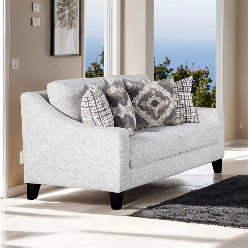 Furniture of America Synter Fabric Sloped Track Arms Loveseat in White
