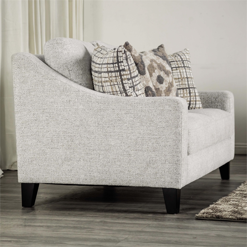 Furniture of America Synter Fabric Sloped Track Arms Loveseat in White