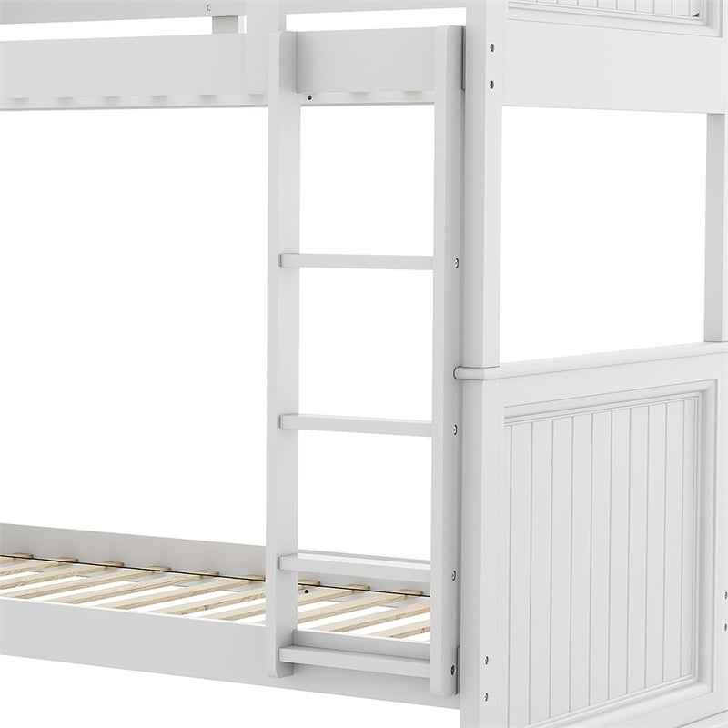 Furniture of America Agis Wood 2-Piece Bunk Bed and Dresser Set in White