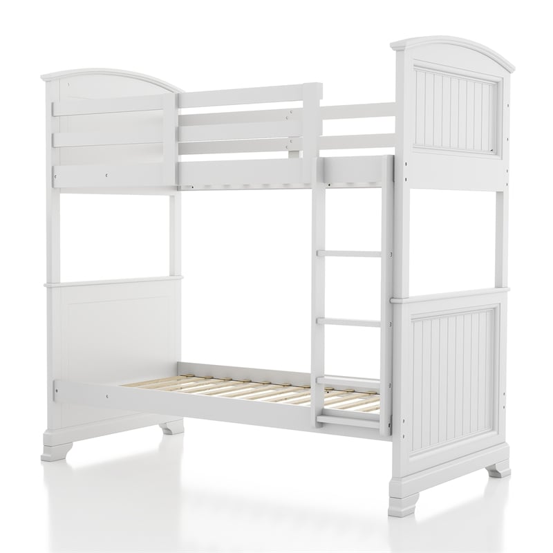 Furniture of America Agis Wood 2-Piece Bunk Bed and Chest Set in White