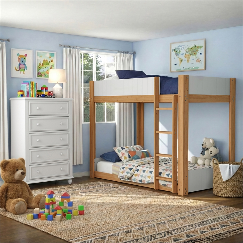 Furniture of America Shera Wood 2-Piece Bunk Bed and Chest Set in Brown