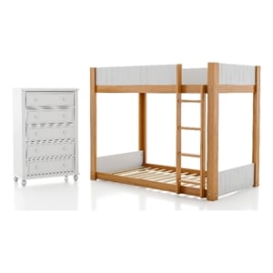 Furniture of America Shera Wood 2-Piece Bunk Bed and Chest Set in Brown