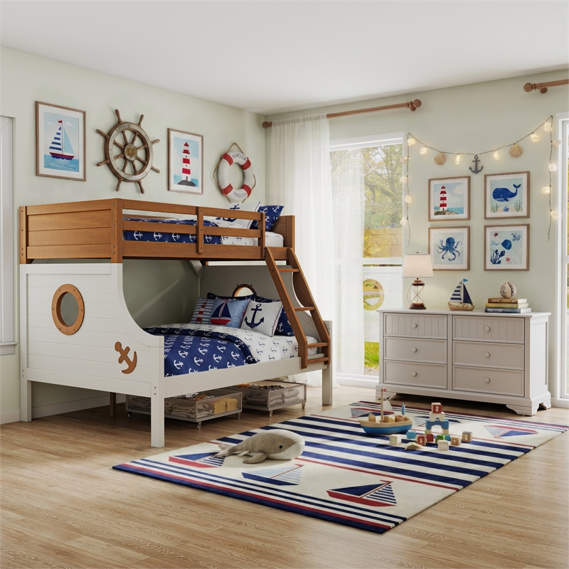 Furniture of America Dranden Wood 2-Piece Bunk Bed and Dresser Set in Brown
