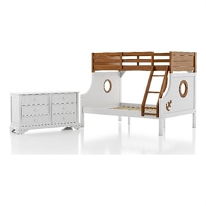 Furniture of America Dranden Wood 2-Piece Bunk Bed and Dresser Set in Brown