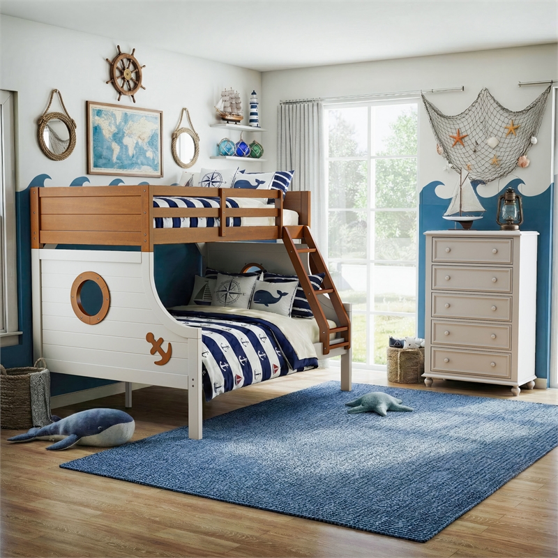 Furniture of America Dranden Wood 2-Piece Bunk Bed and Chest Set in Brown