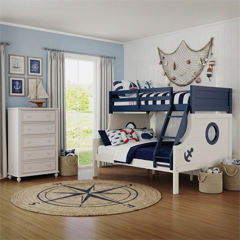 Furniture of America Dranden Wood 2-Piece Bunk Bed and Chest Set in Blue
