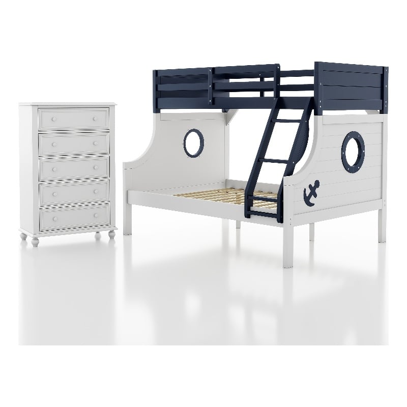 Furniture of America Dranden Wood 2-Piece Bunk Bed and Chest Set in Blue