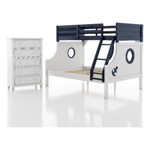 Furniture of America Dranden Wood 2-Piece Bunk Bed and Chest Set in Blue