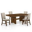 Furniture of America Velto Solid Wood 5-Piece Dining Table Set in Walnut