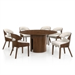 Furniture of America Lefevia Solid Wood 7-Piece Round Dining Table Set in Walnut