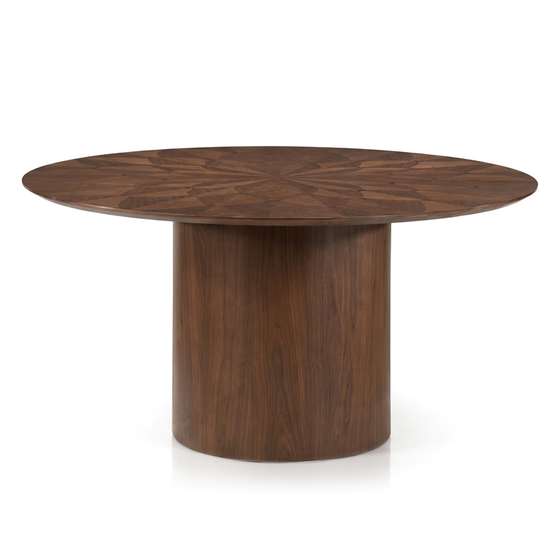 Furniture of America Lefevia Solid Wood 7-Piece Round Dining Table Set in Walnut