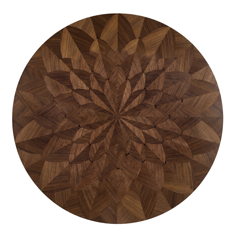 Furniture of America Lefevia Solid Wood 7-Piece Round Dining Table Set in Walnut