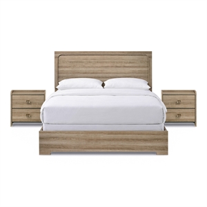 Furniture of America Valio Wood Queen 3-Piece Bedroom Set in Oak