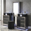 Furniture of America Elvor Solid Wood LED 2-Piece Vanity Set with Stool in Gray