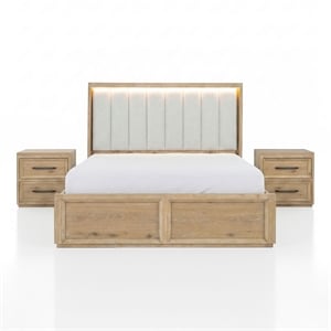 Furniture of America Tupho Solid Wood King 3-Piece Bedroom Set in Natural