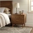 Furniture of America Korva Solid Wood 2-Drawer Nightstand in Walnut
