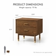 Furniture of America Korva Solid Wood 2-Drawer Nightstand in Walnut