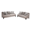 Furniture of America Charlette Nailhead Fabric 2-Piece Sofa Set in Brown